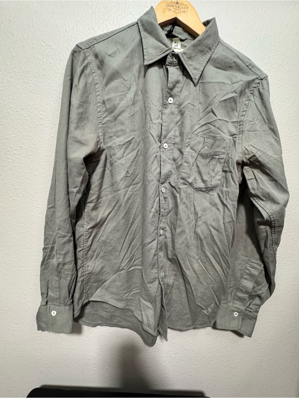 Buck Mason Men's Gray Button-Down Long Sleeve Shirt